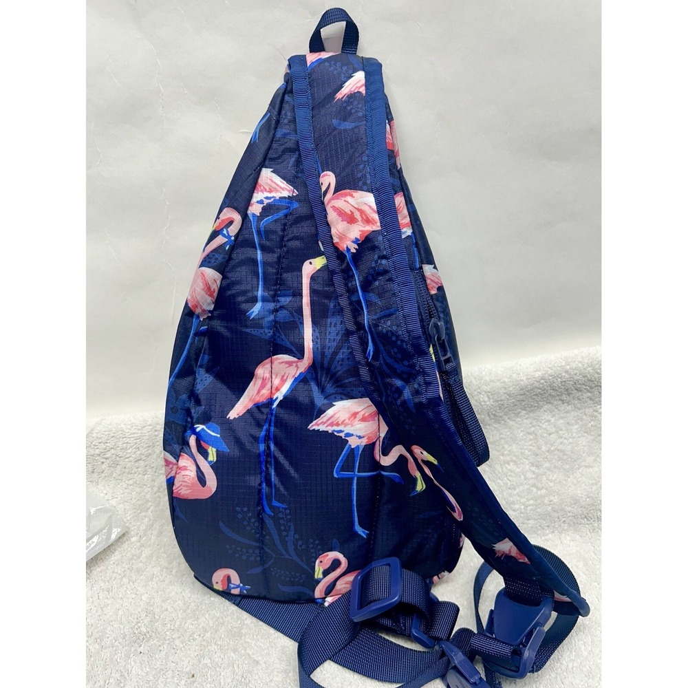 Vera Bradley Blue Pink Flamingo Party Mini Sling Backpack (JC) - Picture 3 of 8